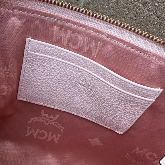 MCM pink pouch crossbody wristlet